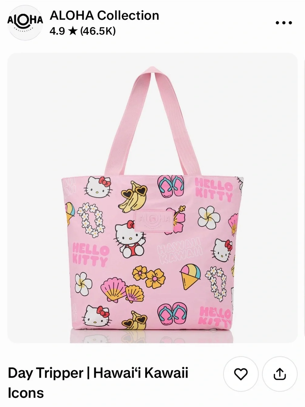 ALOHA Collection-Hello Kitty pink tote